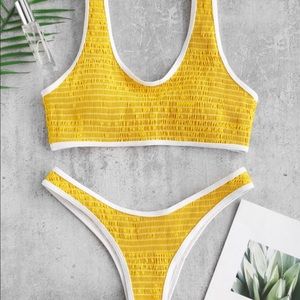 Zaful Yellow Smocked Bikini ☀️
